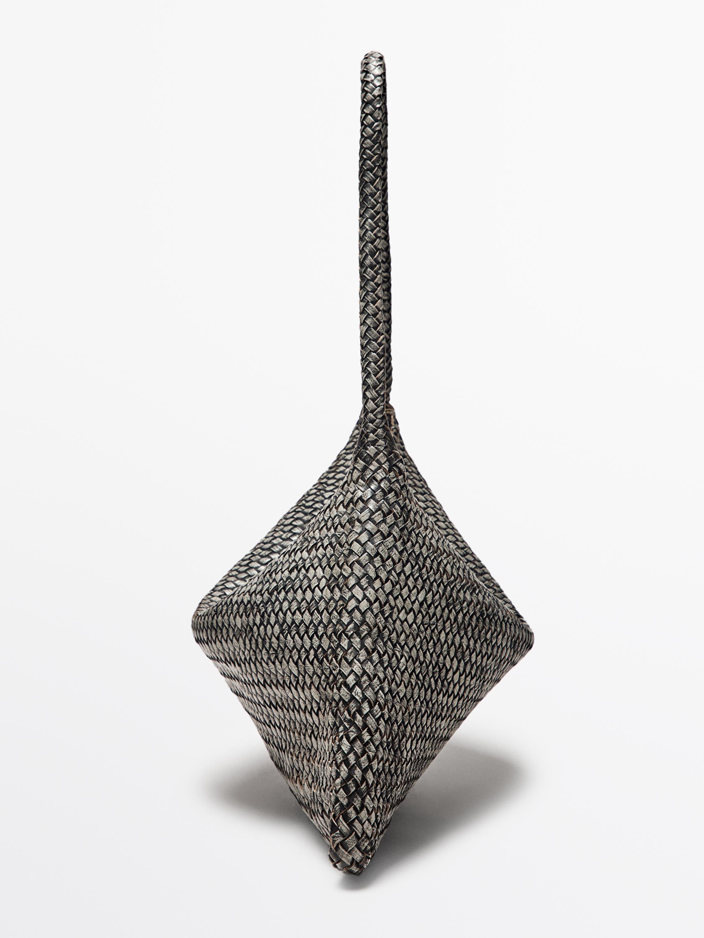 Large braided nappa leather shoulder bag